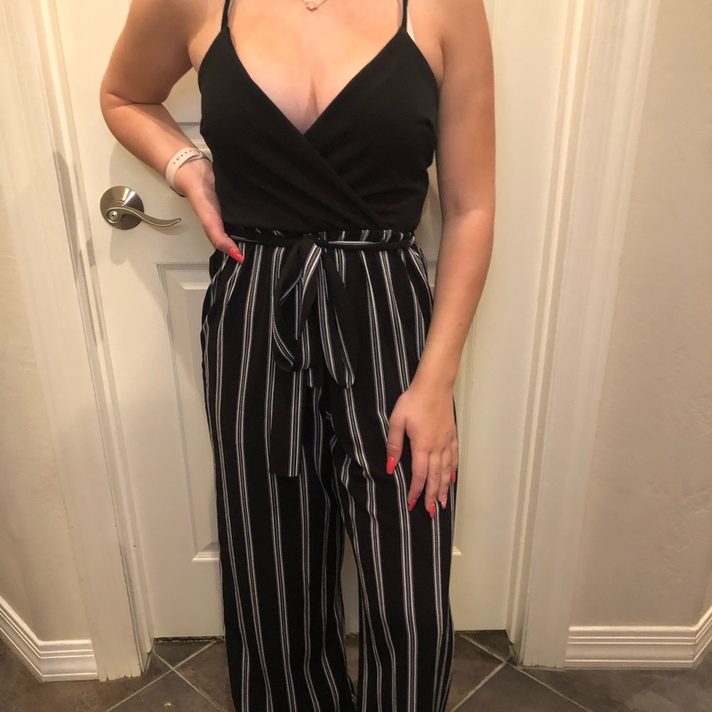 Black stripe romper